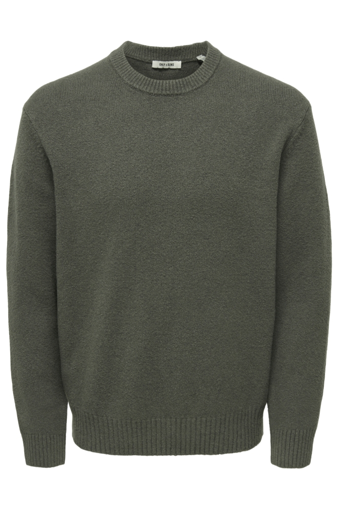 Only & Sons groene heren trui | Vooraanzicht