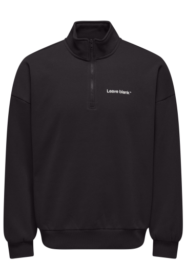 Only & Sons onstyson ovz ls half zip high neck Zwart