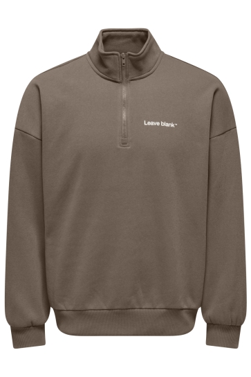 Only & Sons Trui ONSTYSON OVZ LS HALF ZIP HIGH NECK 22039021 Fossil/LEAVE BLANK