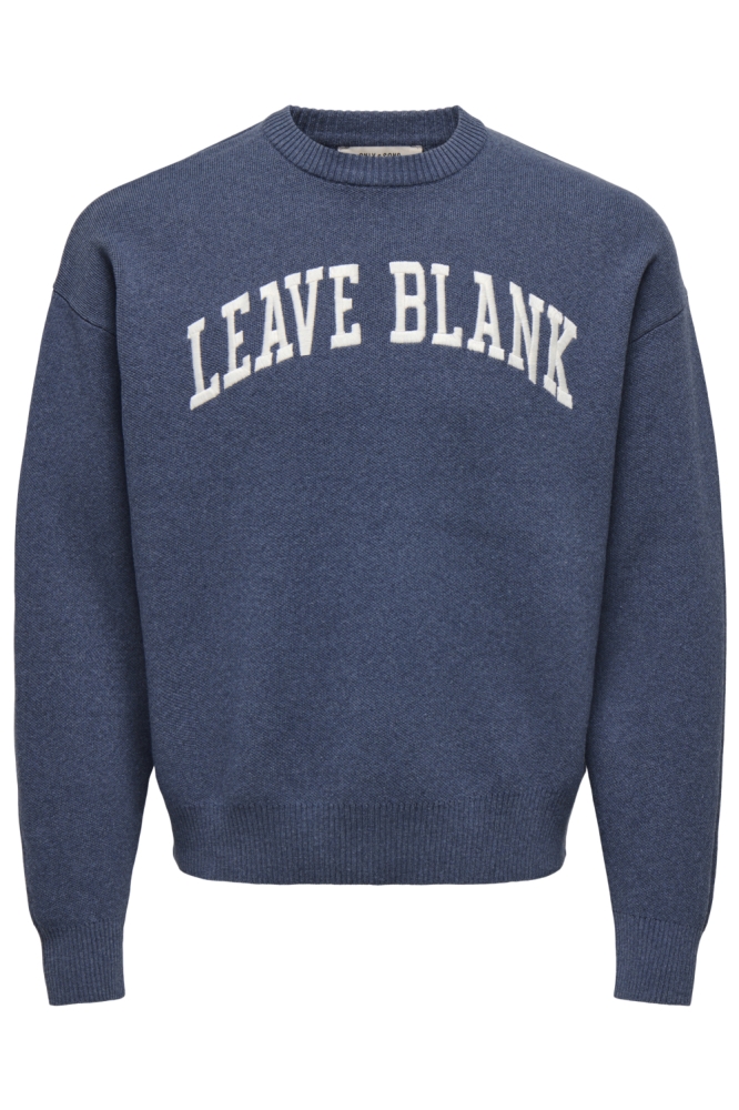 Only & Sons blauwe heren trui | Vooraanzicht