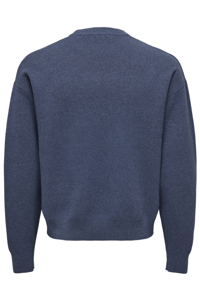 Only & Sons blauwe heren trui | Achteraanzicht