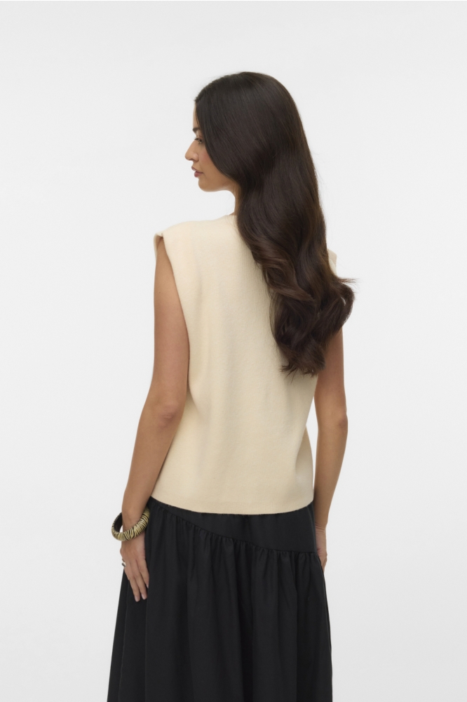Vero Moda beige dames gilet | Model achteraanzicht