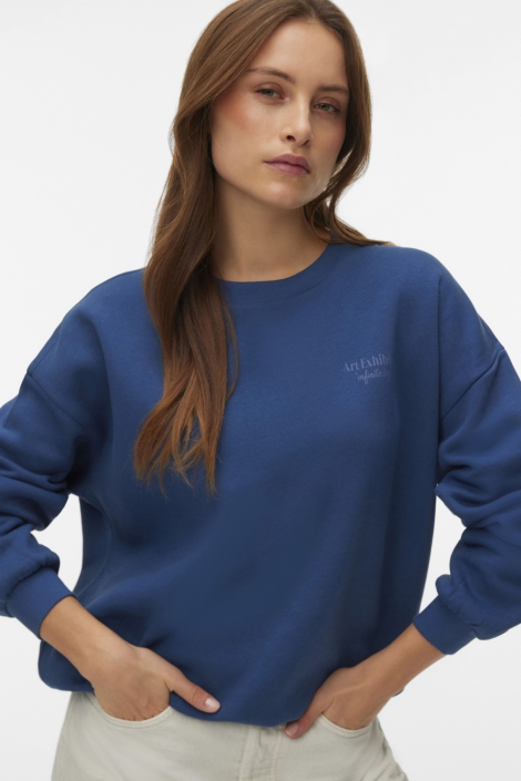 Vero Moda blauwe dames sweater | Model vooraanzicht
