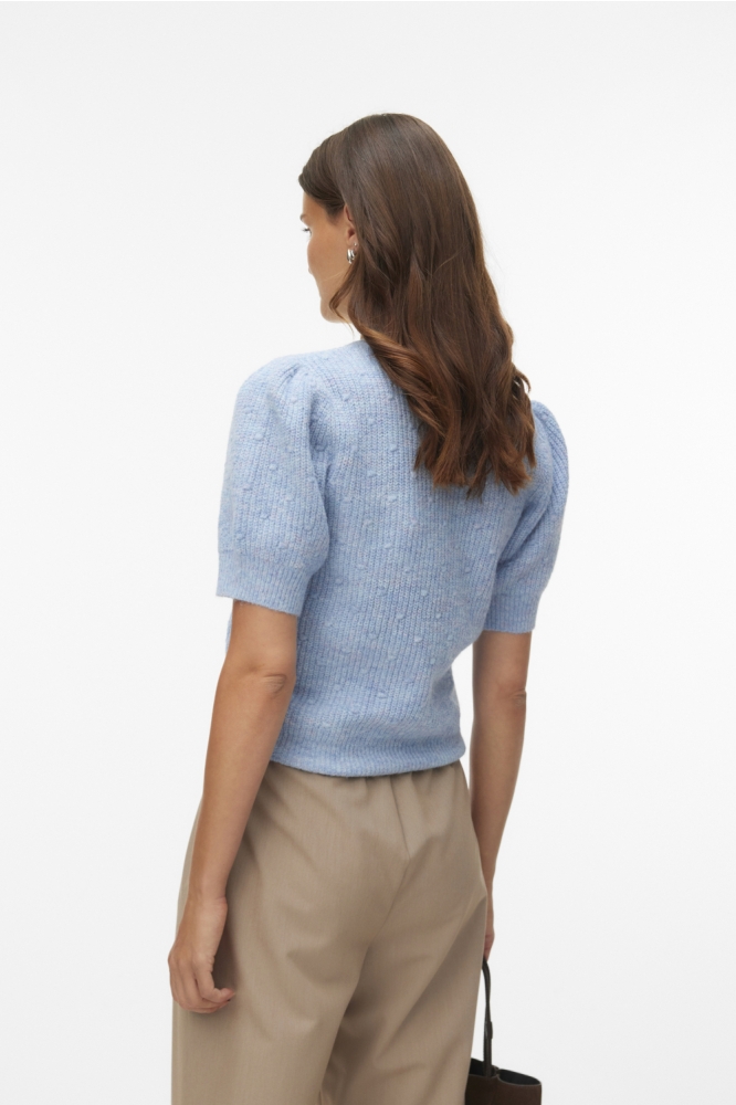 Vero Moda blauwe dames trui | Model achteraanzicht