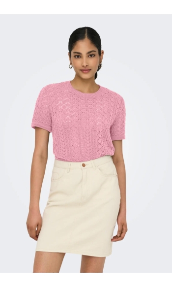 ONLSAGA SS O-NECK KNT NOOS 15339662 ROMANCE ROSE