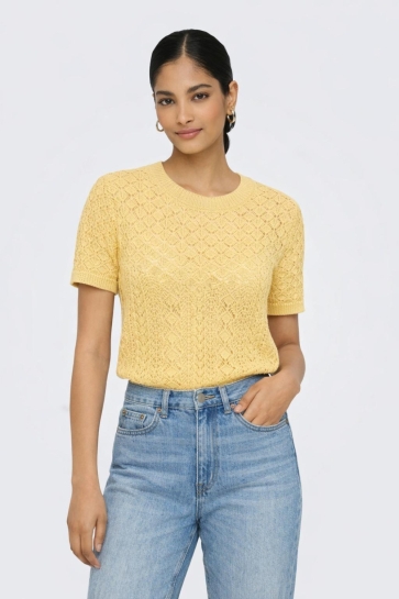 Only onlsaga ss o-neck knt noos Geel