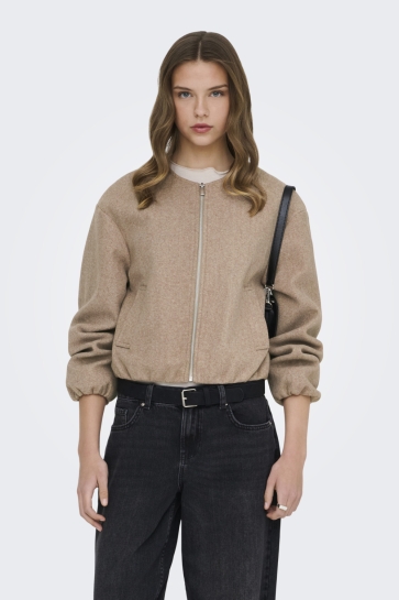 Only Jas ONLTRILLION L/S BALLOON BOMBER PNT 15376798 MOCHA MERINGUE/MELANGE