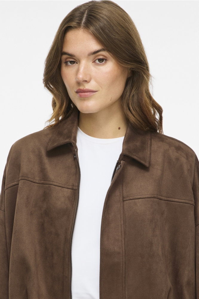 Vila taupe dames jas | Close up