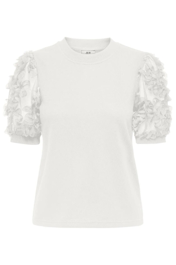 Jacqueline de Yong Trui JDYFAIRVIEW LIFE S/S SWEAT JRS 15347021 CLOUD DANCER/FLOWER LACE