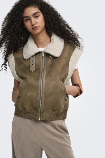 Only Vest ONLZEN BONDED WAISTCOAT CC OTW 15374150 Sepia/Teddy Bone