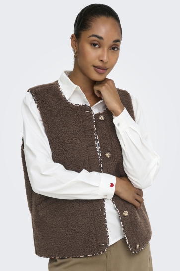 Only onlbaby teddy vest pnt Bruin