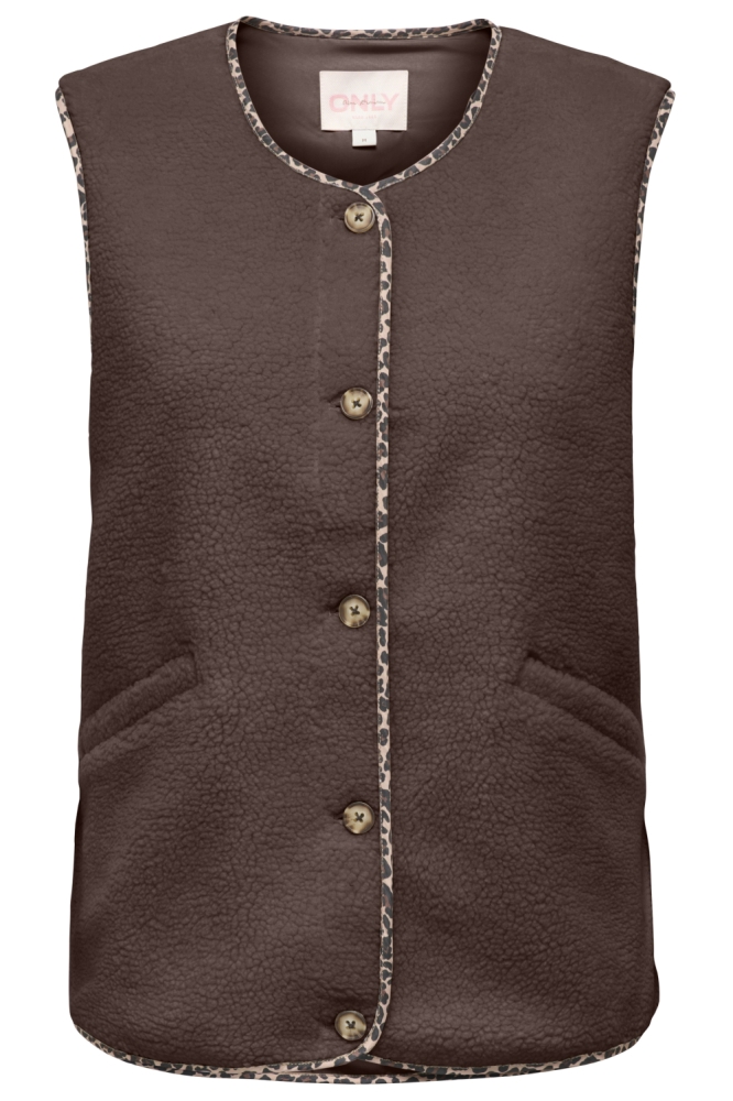 Only bruine dames gilet | Vooraanzicht
