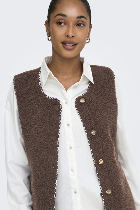 Only bruine dames gilet | Close up
