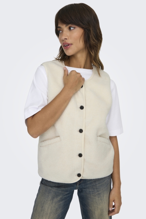 Only beige dames gilet | Model vooraanzicht