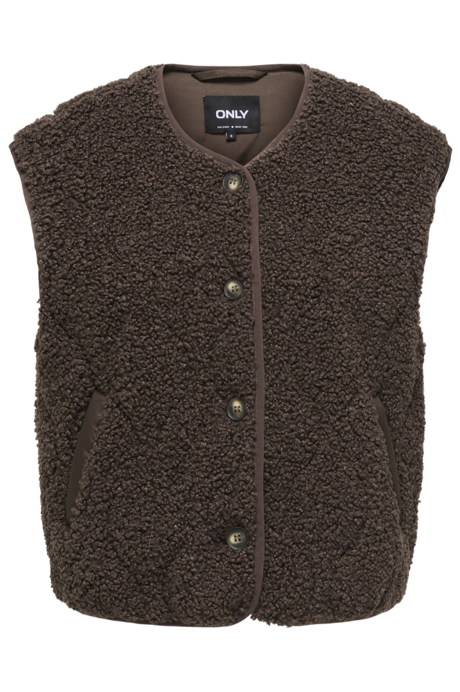 Only bruine dames gilet | Vooraanzicht