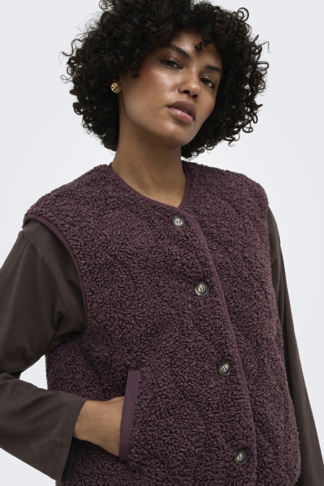 Only bordeaux dames gilet | Kleurstaal