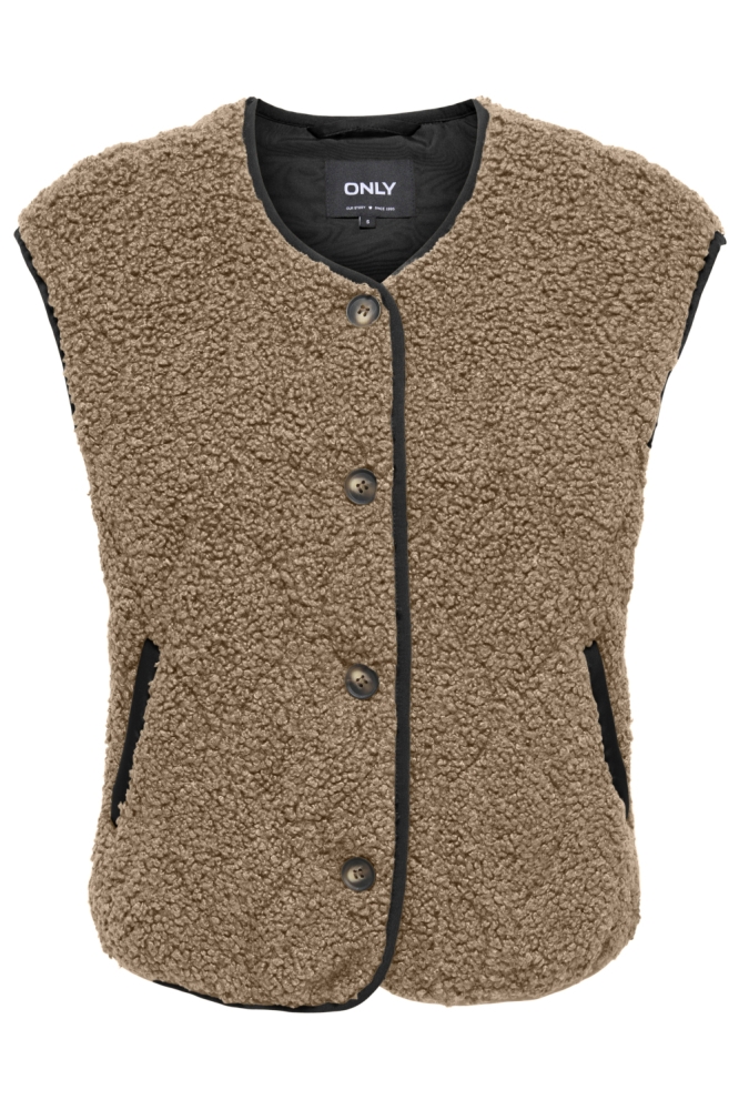 Only bruine dames gilet | Vooraanzicht