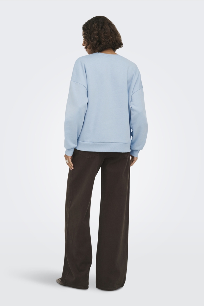 Only blauwe dames sweater | Model achteraanzicht