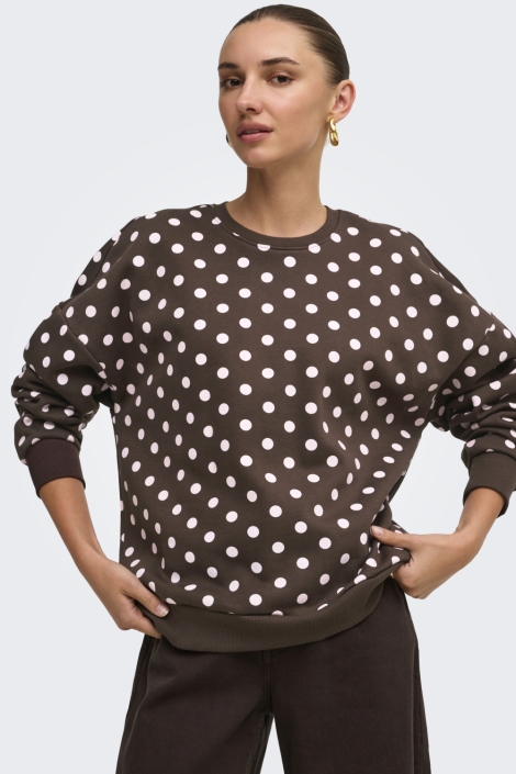 Only bruine dames sweater | Model vooraanzicht