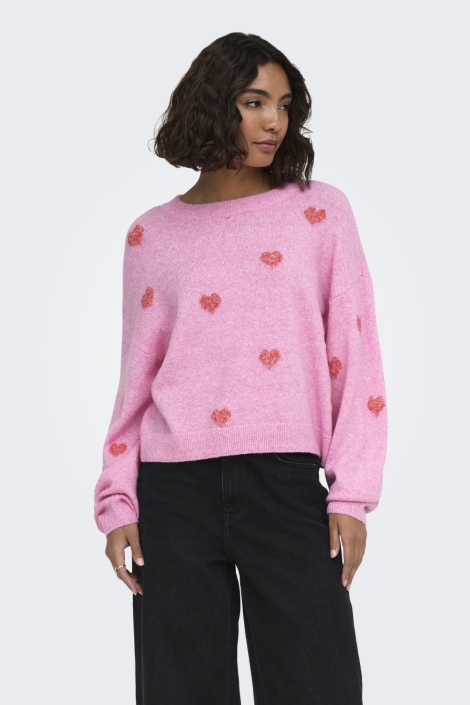 Only roze dames trui | Model vooraanzicht