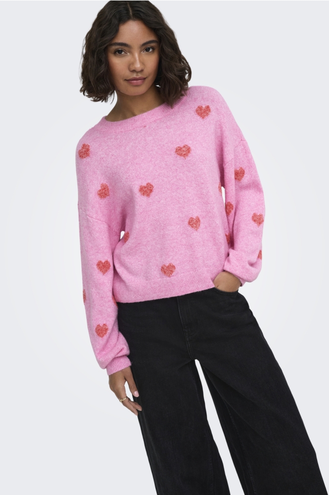 Only roze dames trui | Model vooraanzicht