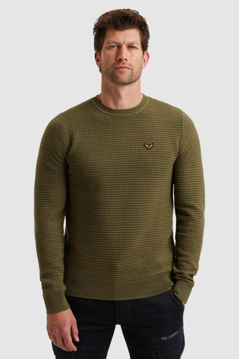 PME legend groene heren trui | Model vooraanzicht