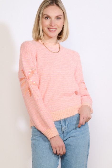 LolaLiza oranje dames trui | Model vooraanzicht