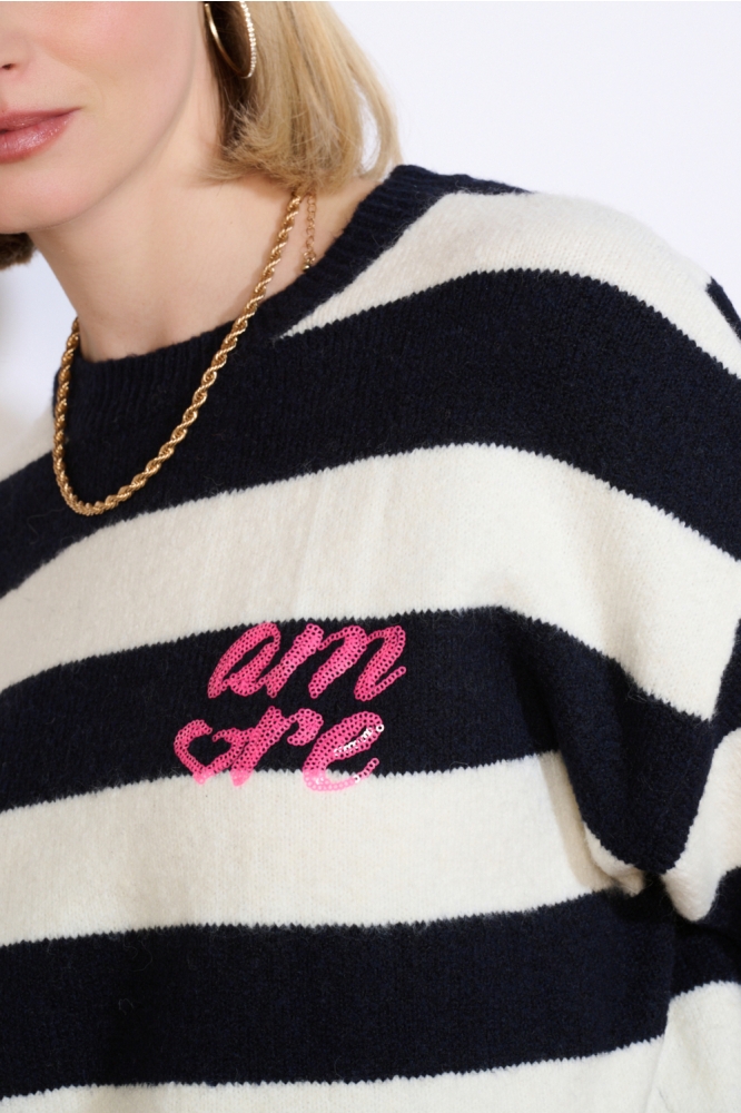 LolaLiza blauwe dames trui | Close up