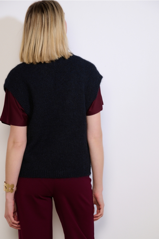 LolaLiza blauwe dames trui | Model achteraanzicht