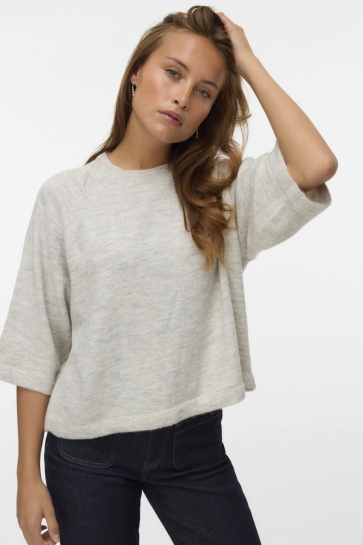 Vero Moda VMLEFILE 3/4 O-NECK PULLOVER NOOS 10336416 LIGHT GREY MELANGE