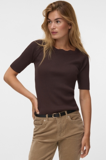 Vero Moda vmida 2/4 boatneck pullover Bruin