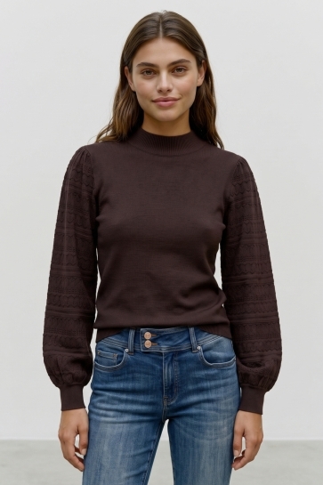 Vero Moda Trui VMNEWLIMONE LS HIGHNECK PULLOVER BO 10331283 Chocolate Torte