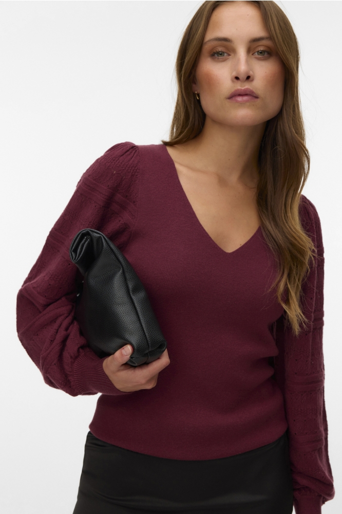 Vero Moda bordeaux dames trui | Model vooraanzicht