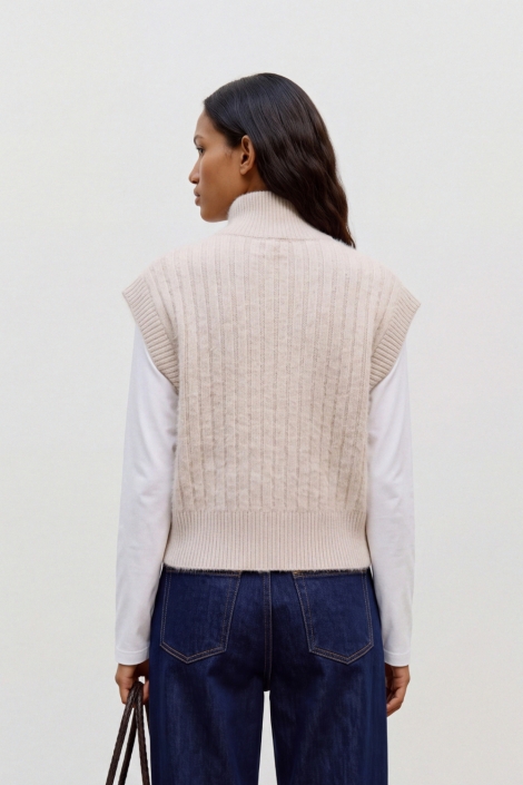 Vero Moda beige dames vest | Model achteraanzicht