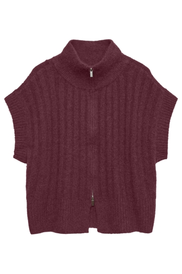 Vero Moda vmbang rib sl highneck zipper vest Bordeaux