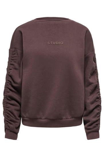 Only ONLSWEAT L/S RUCHED CREW SWT 15382073 Coffee Bean/Brown STUD
