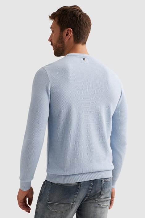 PME legend blauwe heren trui | Model achteraanzicht