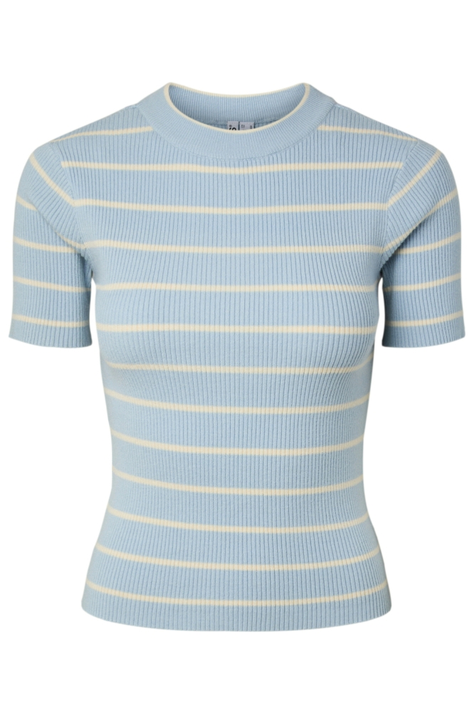 Pieces blauwe dames t-shirt | Vooraanzicht