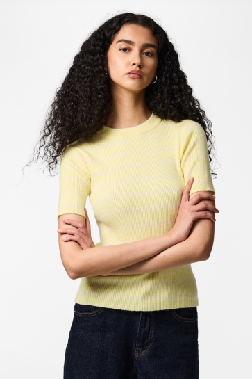 Pieces pcmira ss o-neck knit noos bc Geel