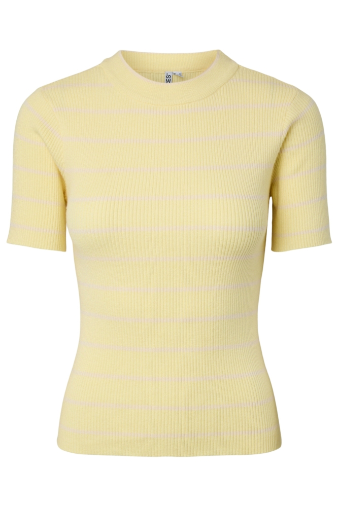 Pieces gele dames t-shirt | Vooraanzicht