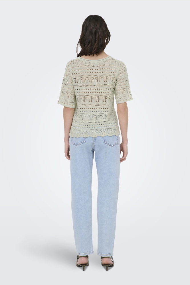 Jacqueline de Yong groene dames trui | Model achteraanzicht