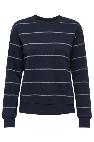 Jacqueline de Yong JDYPARIS L/S EMB SWEAT JRS NOOS 15221015 Sky Captain/SILVER STRIPES
