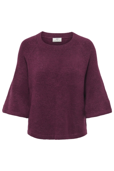 Jacqueline de Yong Trui JDYELANORA 3/4 PULLOVER KNT NOOS 15370189 Windsor Wine/MELANGE