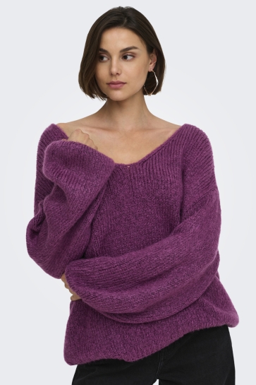 Jacqueline de Yong Trui JDYDINEA L/S REVERSIBLE PULLOV. KNT 15334709 RASPBERRY COULIS