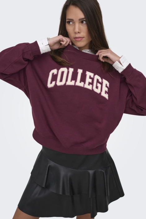 Jacqueline de Yong bordeaux dames sweater | Model vooraanzicht
