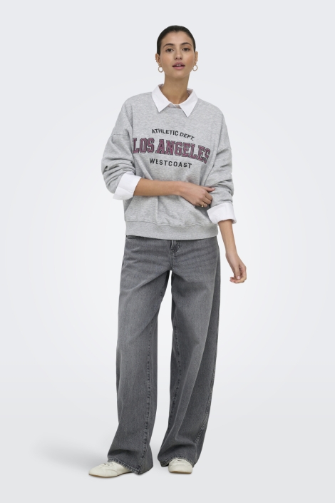 Jacqueline de Yong grijze dames sweater | Model