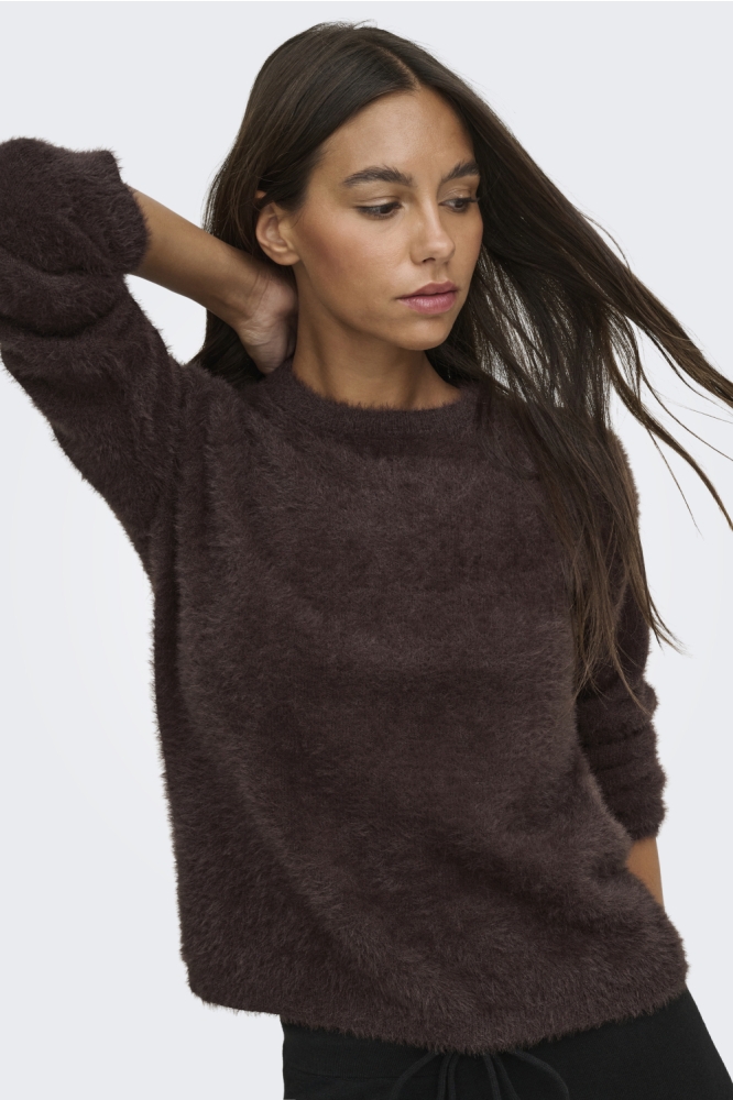 Jacqueline de Yong bruine dames trui | Model vooraanzicht