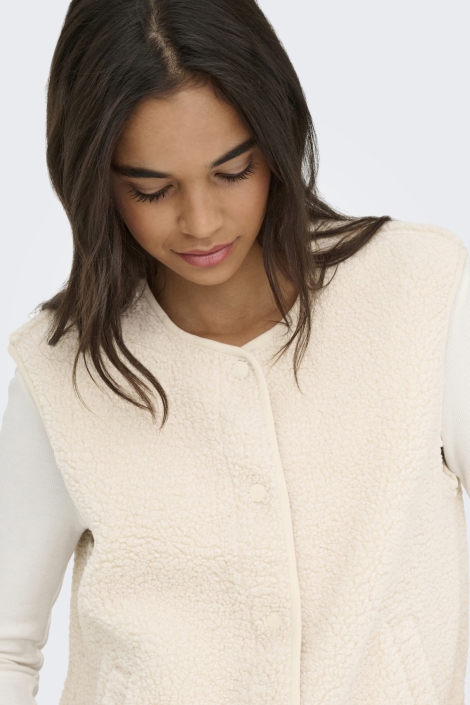 Jacqueline de Yong ecru dames gilet | Close up