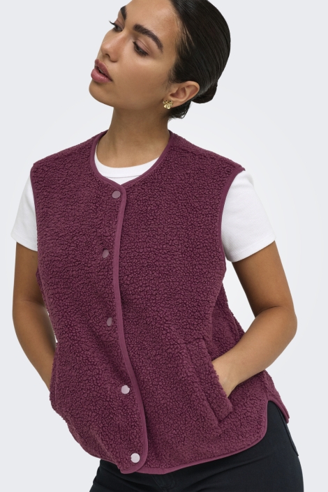 Jacqueline de Yong bordeaux dames gilet | Model vooraanzicht