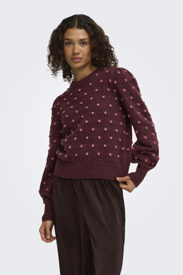 Jacqueline de Yong jdysigrid life l/s on puff pull knt Bordeaux